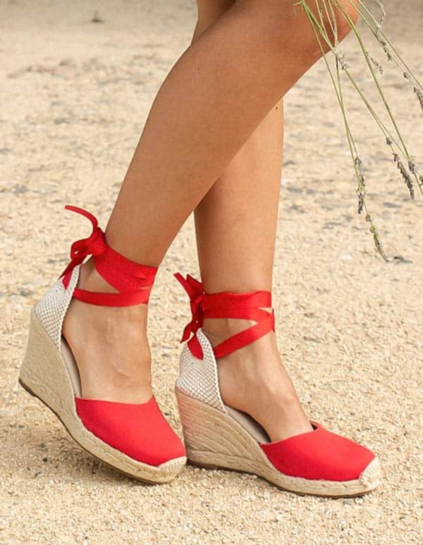 Sandales Femme Compensées Espadrilles - Talon Plateau, Semelle Douce, Brides Croisées - Bohème été