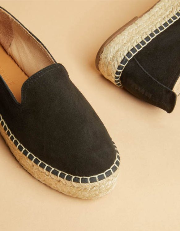 Espadrilles HERMÈS Cuir Noir Taille 40 - Occasion Très Bon état - Semelle Cuir Et Corde